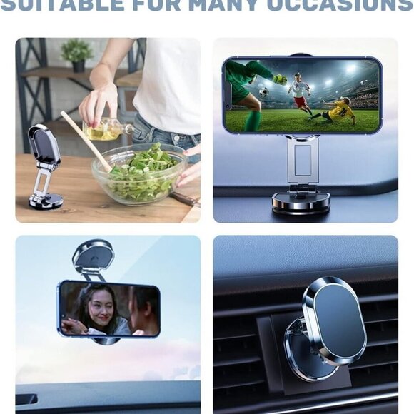 360° Rotation Magnetic Phone Holder Foldable Car Mount Stand Dashboard Universal - Picture 7 of 8